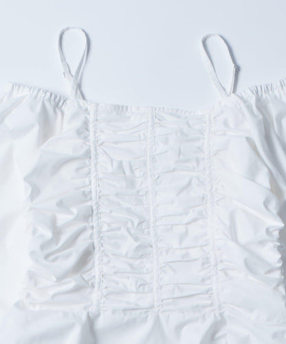 2WAY一字肩泡泡袖襯衫