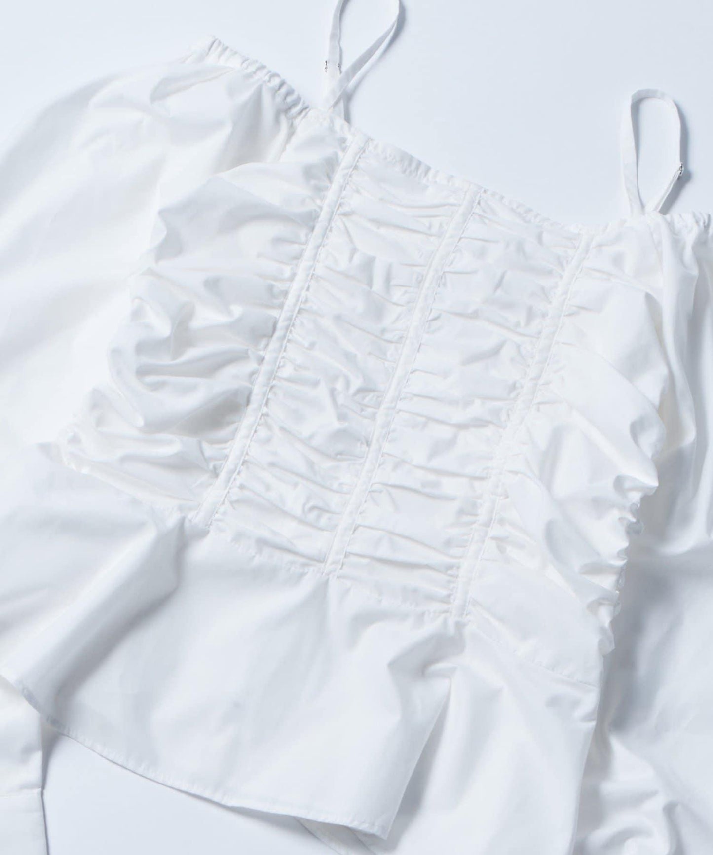 2WAY一字肩泡泡袖襯衫