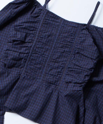 2WAY一字肩泡泡袖襯衫