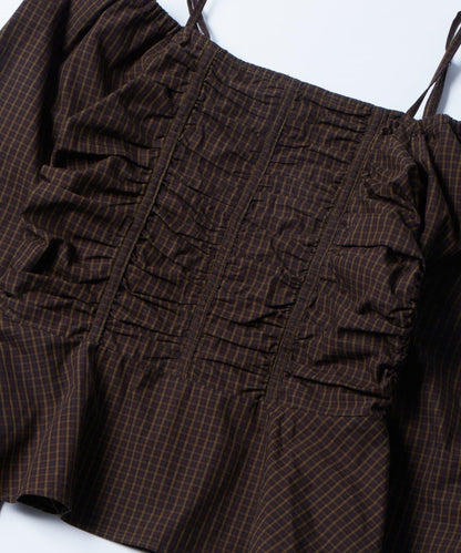 2WAY一字肩泡泡袖襯衫