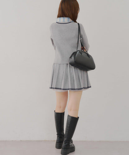 【套裝可搭配】下襬條紋百褶迷你裙