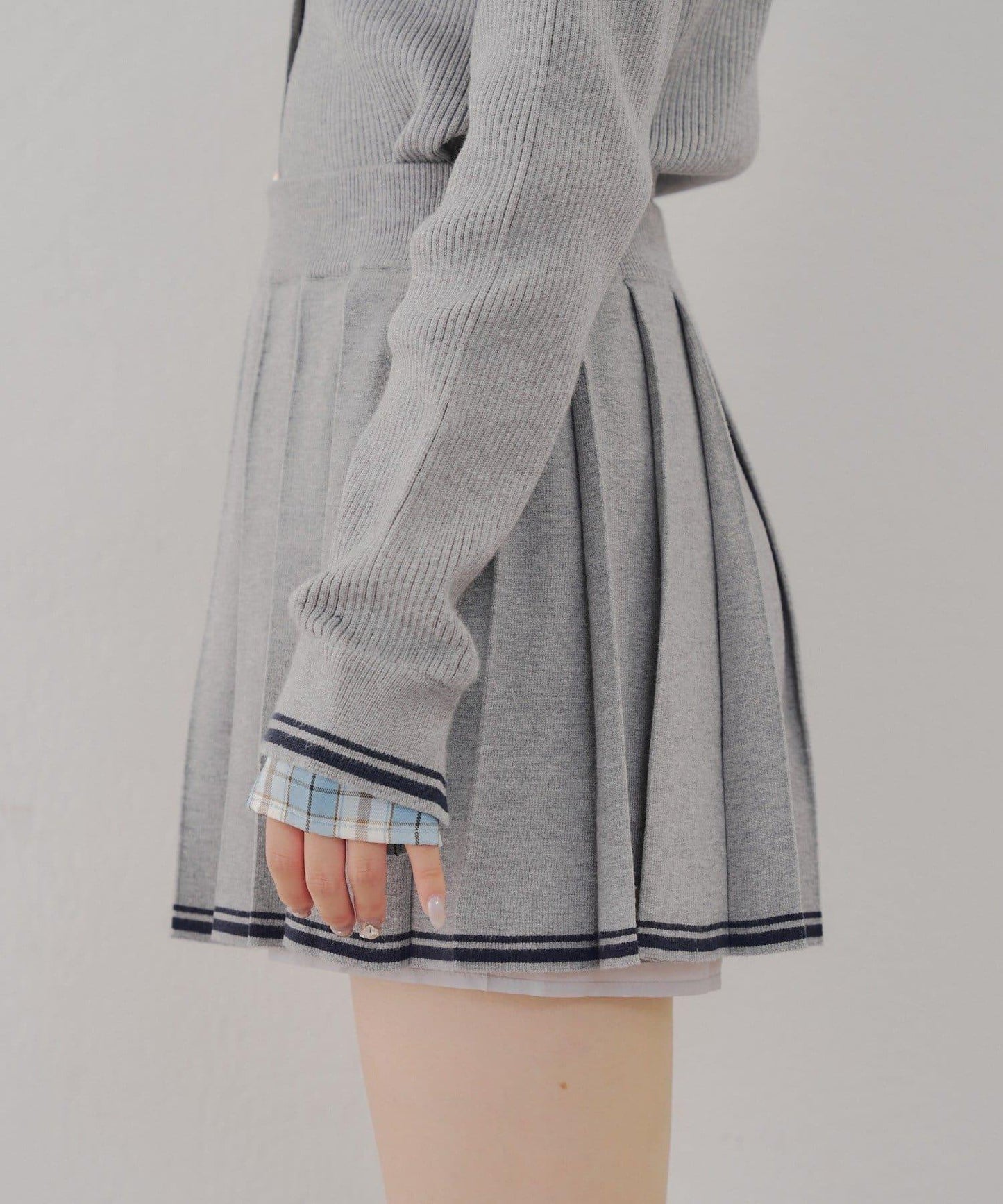 【套裝可搭配】下襬條紋百褶迷你裙