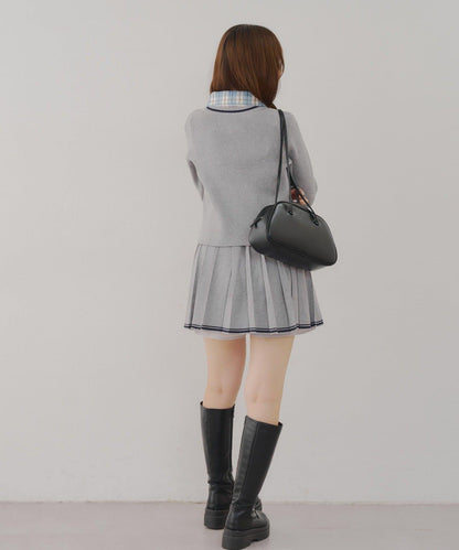 【可成套搭配】襯衫&開衫拼接套頭衫