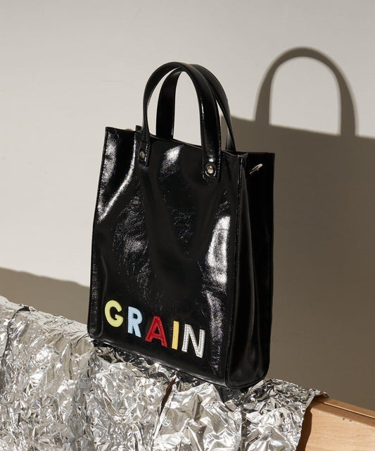 【GRAIN/グレイン】徽章標誌仿皮托特包