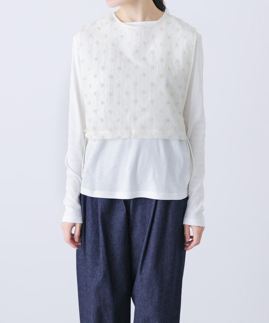 波點刺繡羊毛紗布圍兜