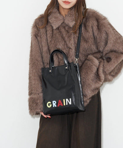 【GRAIN/グレイン】徽章標誌仿皮托特包