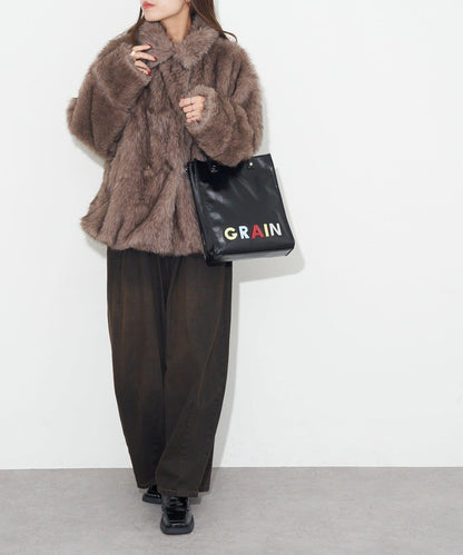 【GRAIN/グレイン】徽章標誌仿皮托特包