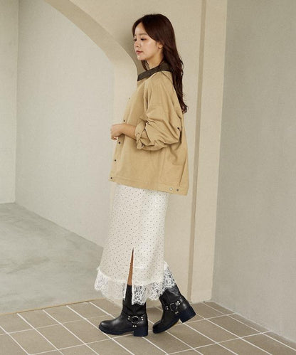 仿皮革帶領輕薄外套