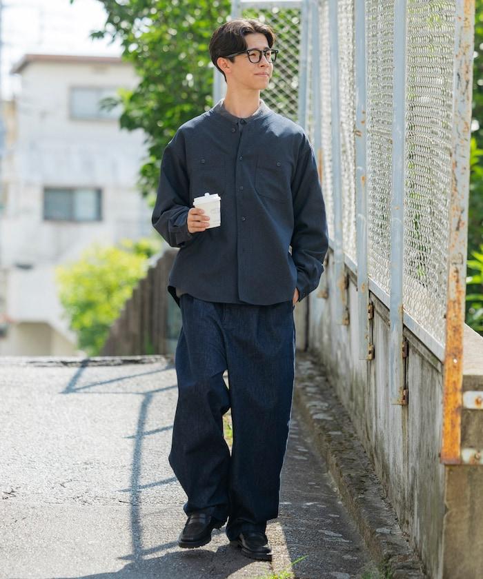 LANATEC WOOLY 寬鬆無領襯衫