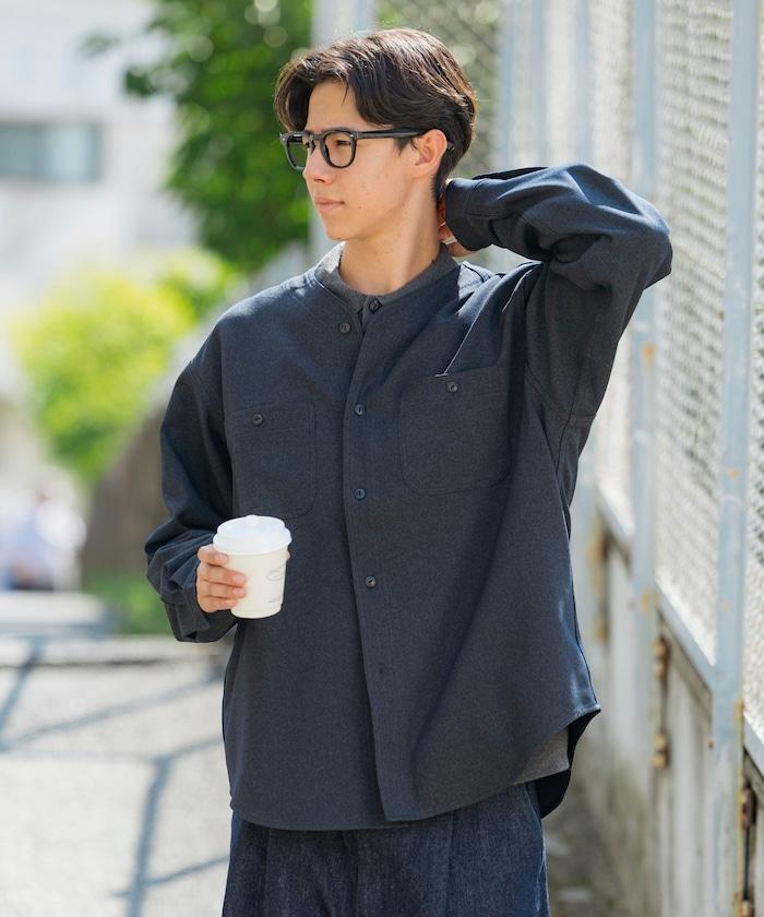 LANATEC WOOLY 寬鬆無領襯衫