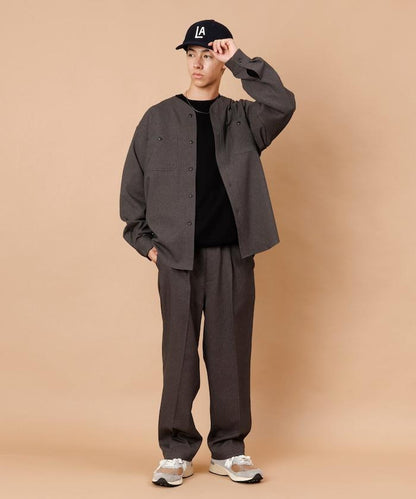 LANATEC WOOLY 寬鬆無領襯衫