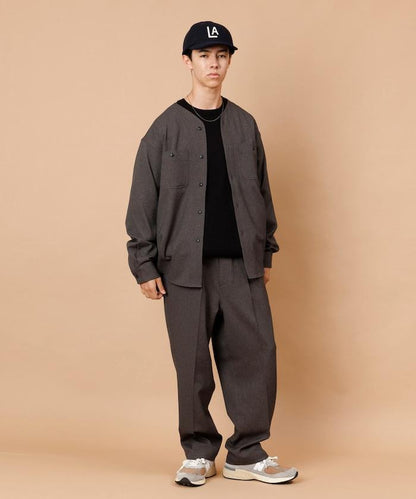 LANATEC WOOLY 寬鬆無領襯衫