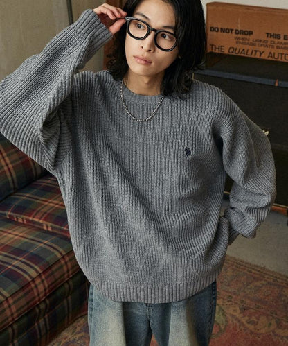 特別刺繡橫紋圓領針織衫【限量】