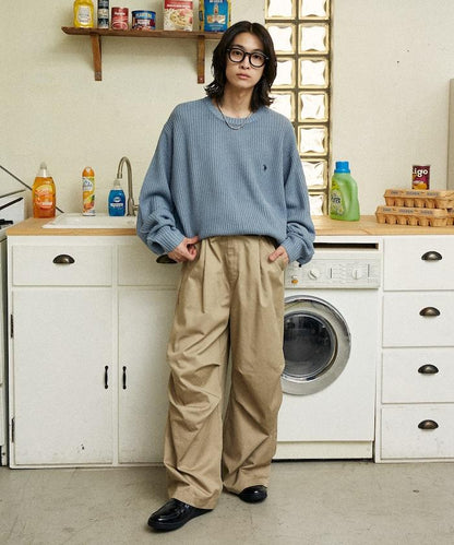 特別刺繡橫紋圓領針織衫【限量】