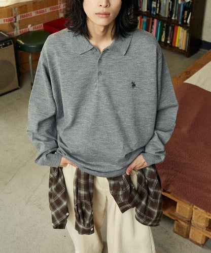 特別款針織質感衛衣式POLO衫