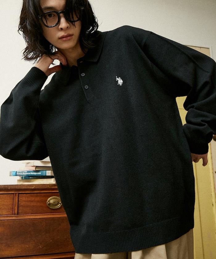 特別款針織質感衛衣式POLO衫