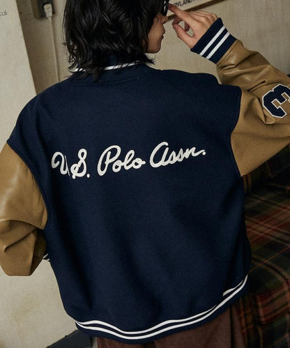 特別款仿皮棒球夾克