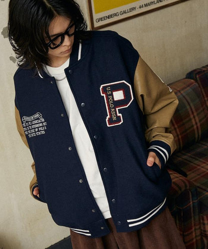 特別款仿皮棒球夾克