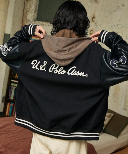 特別款仿皮棒球夾克