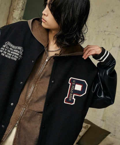 特別款仿皮棒球夾克