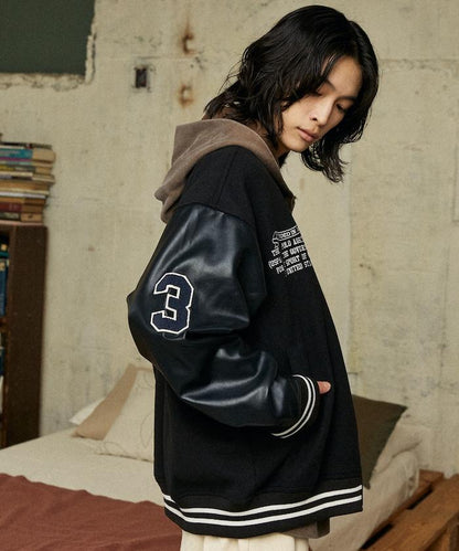 特別款仿皮棒球夾克