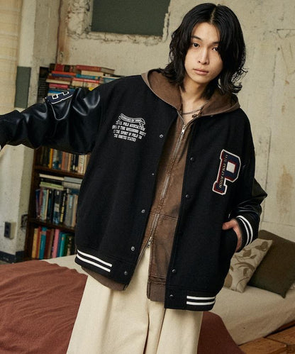 特別款仿皮棒球夾克