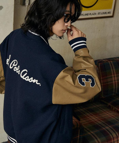 特別款仿皮棒球夾克