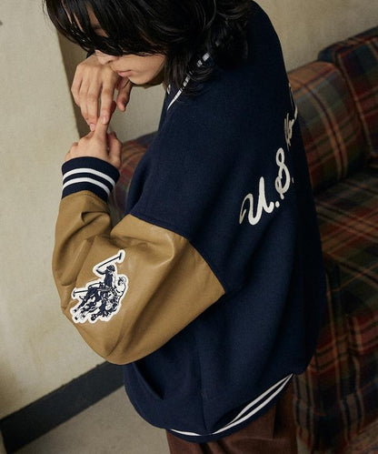 特別款仿皮棒球夾克