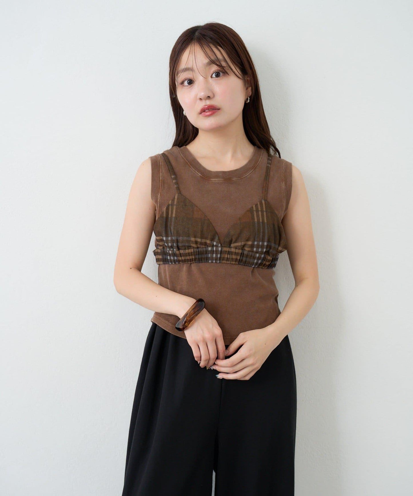 【Kastane】網紗牛仔吊帶上衣