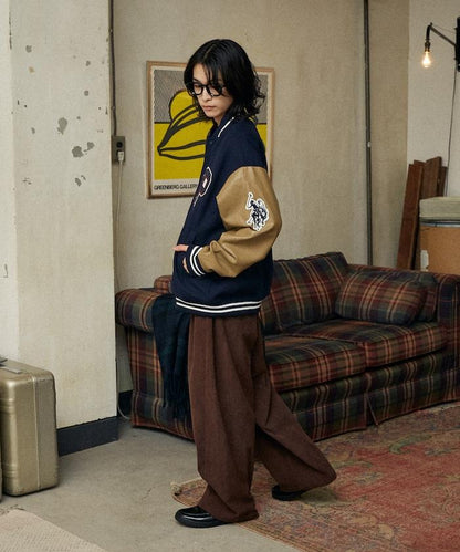 特別款仿皮棒球夾克