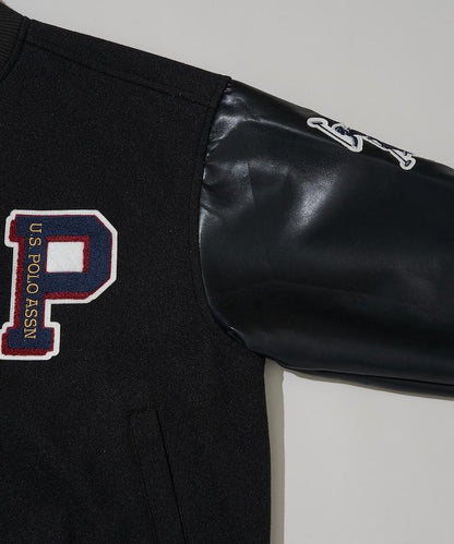 特別款仿皮棒球夾克