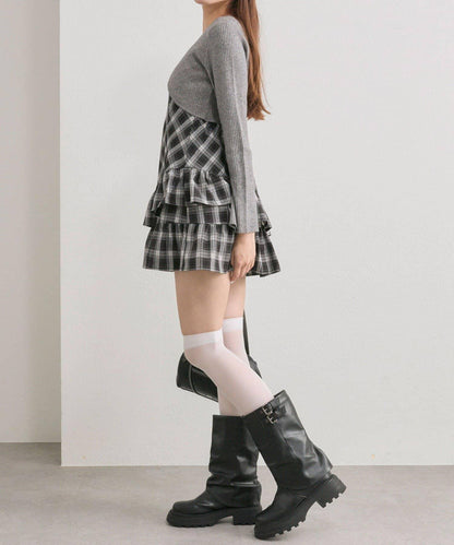針織開衫套裝連衣裙