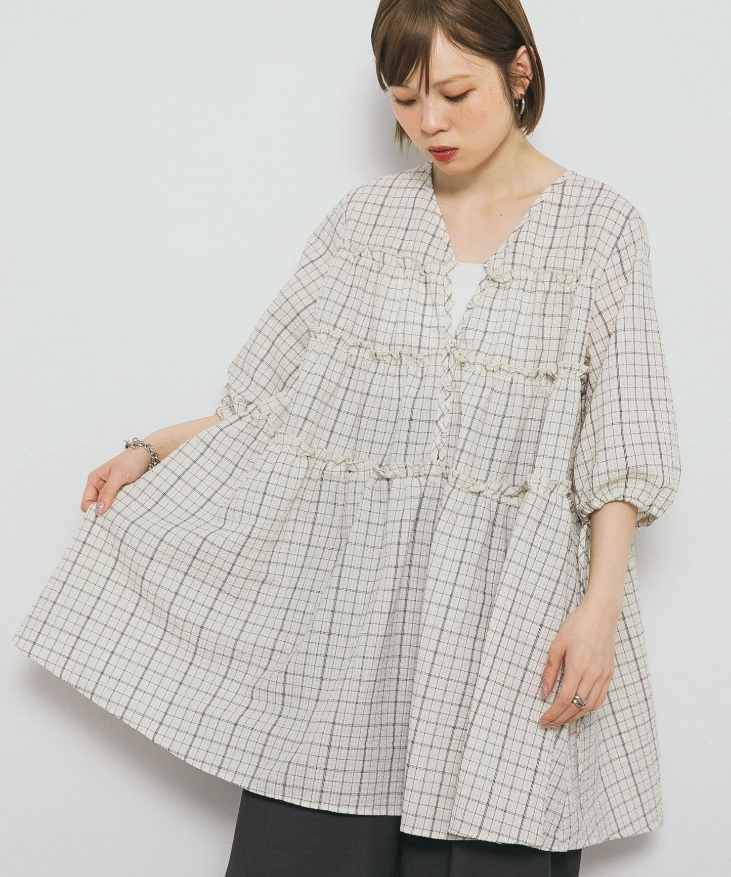 格紋迷你連衣裙