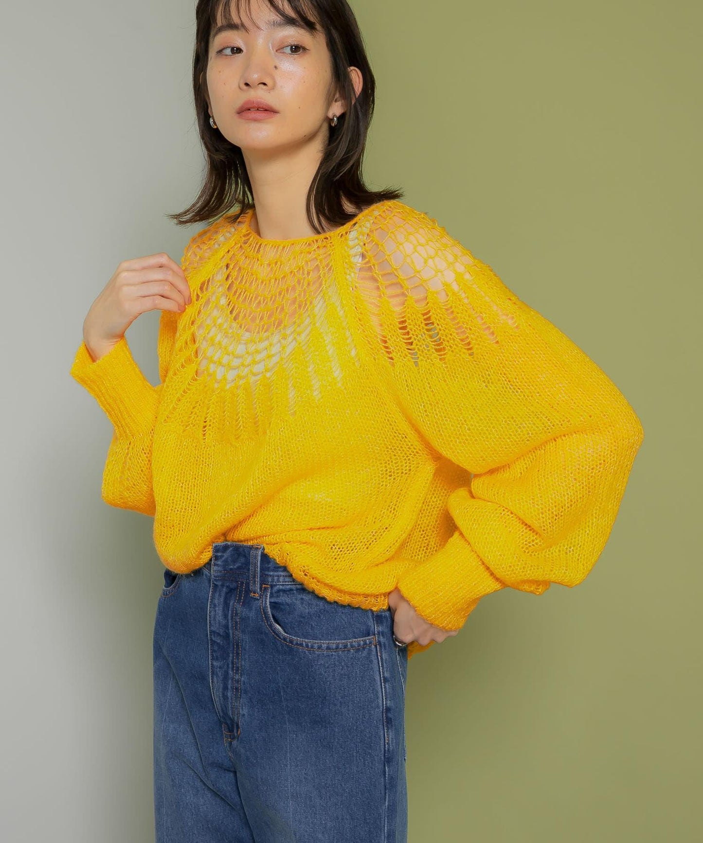 網紗拼接針織衫