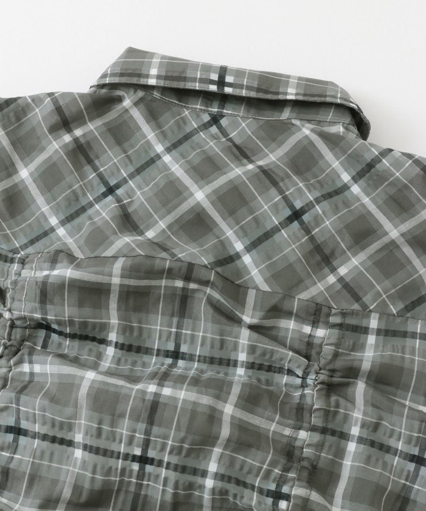 抽繩透視格紋襯衫