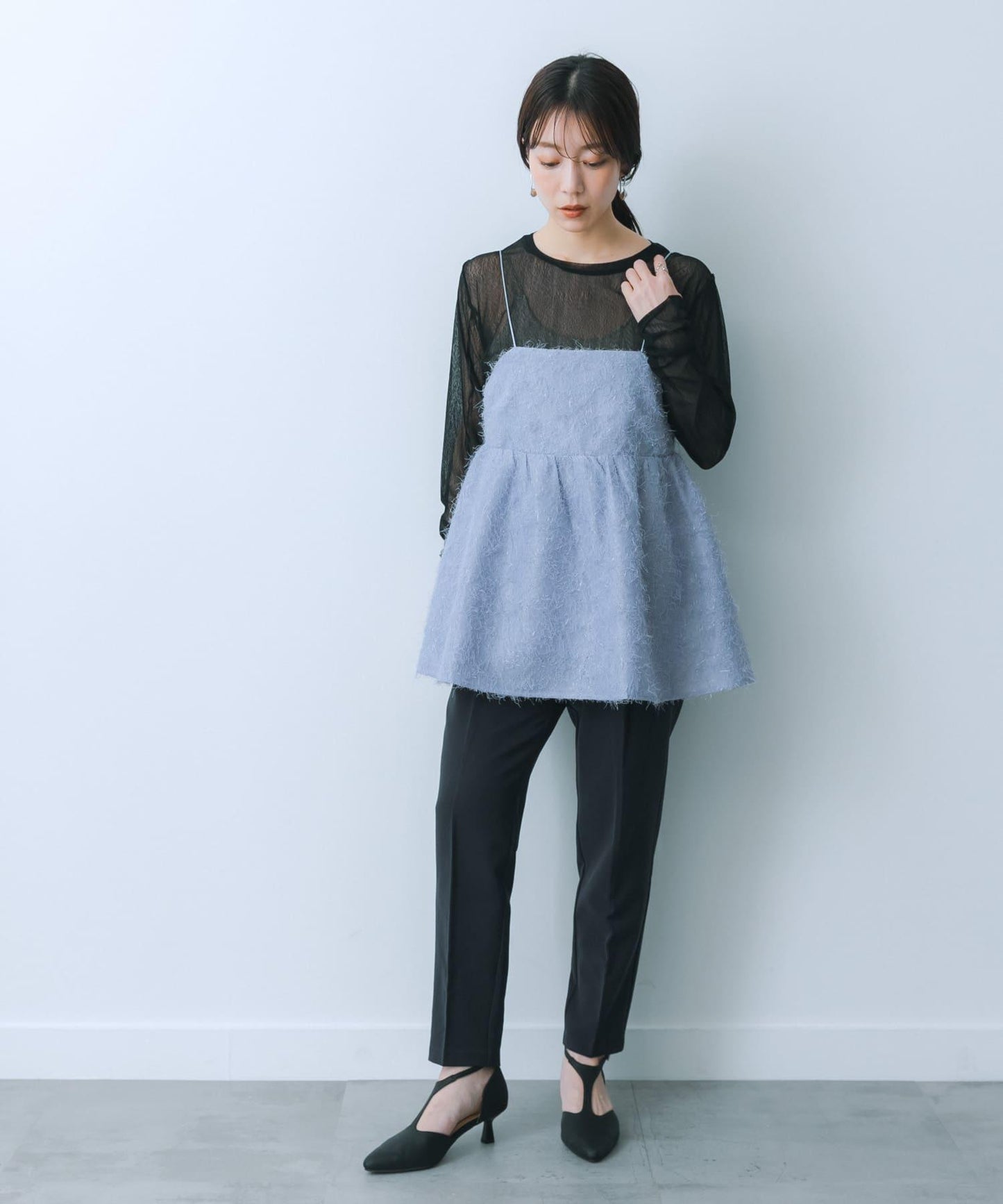 提花流蘇吊帶上衣