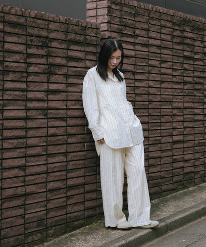 new basic 印度棉條紋長褲