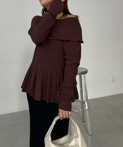 【CAPRICIEUX LE'MAGE】喇叭袖一字領針織衫