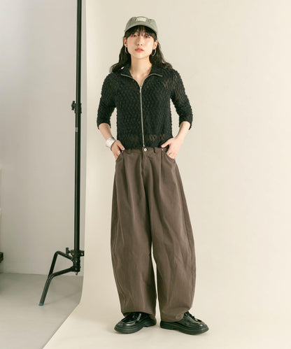 前拉鍊羽毛長袖T恤