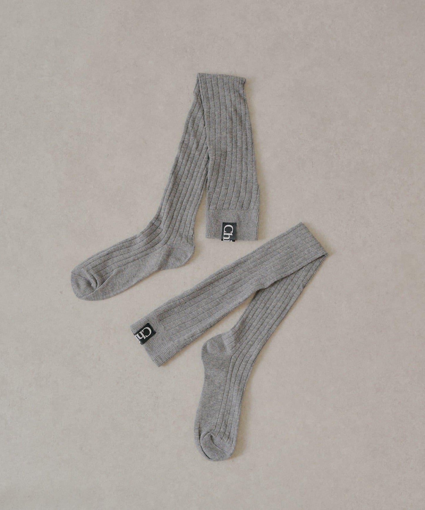 【Chico】帶名字透膚高筒襪