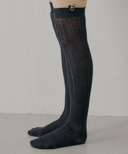 【Chico】帶名字透膚高筒襪