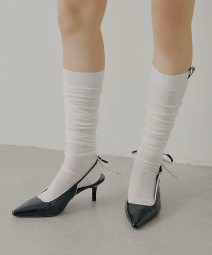 【Chico】帶名字透膚高筒襪