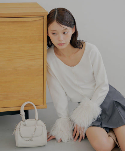 【Chico】短款毛絨袖開衫