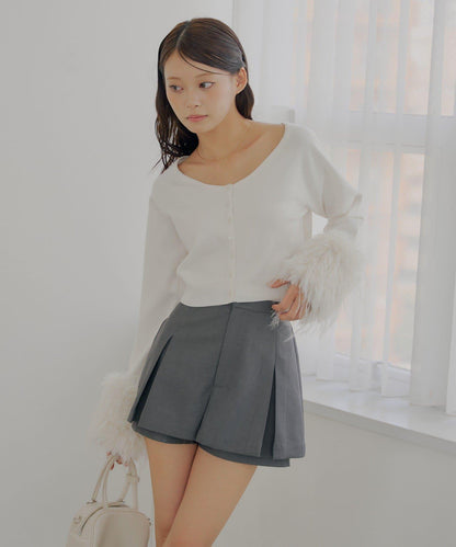 【Chico】短款毛絨袖開衫