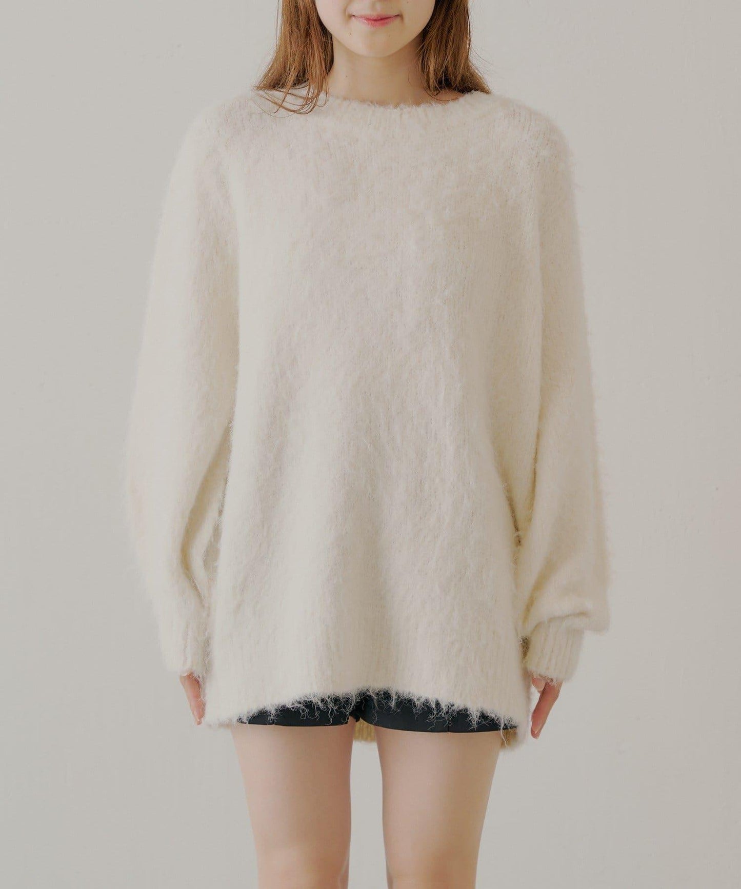 2WAY背部開口天鵝絨蝴蝶結寬鬆針織衫