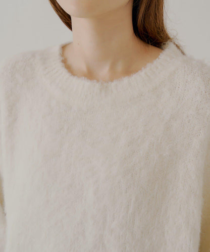 2WAY背部開口天鵝絨蝴蝶結寬鬆針織衫