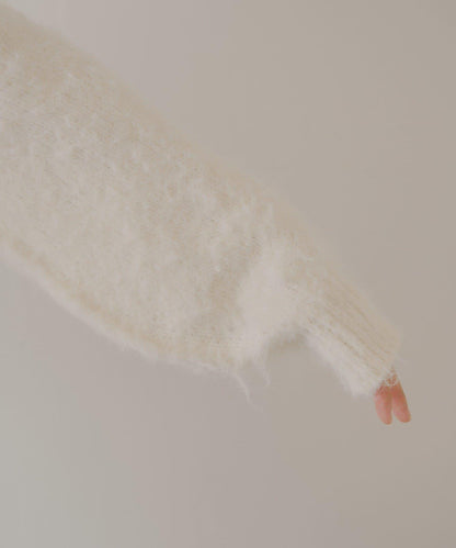 2WAY背部開口天鵝絨蝴蝶結寬鬆針織衫