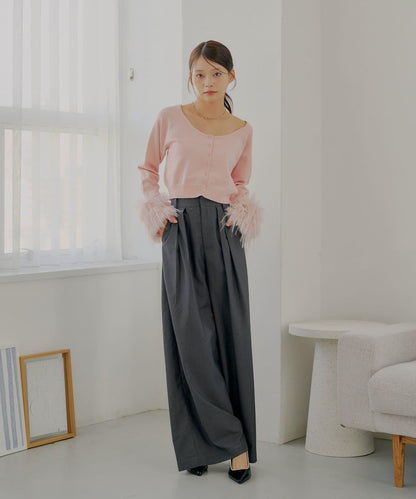 【Chico】短款毛絨袖開衫