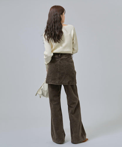 【米色・酒紅 EC限定!】一字肩羅紋針織衫