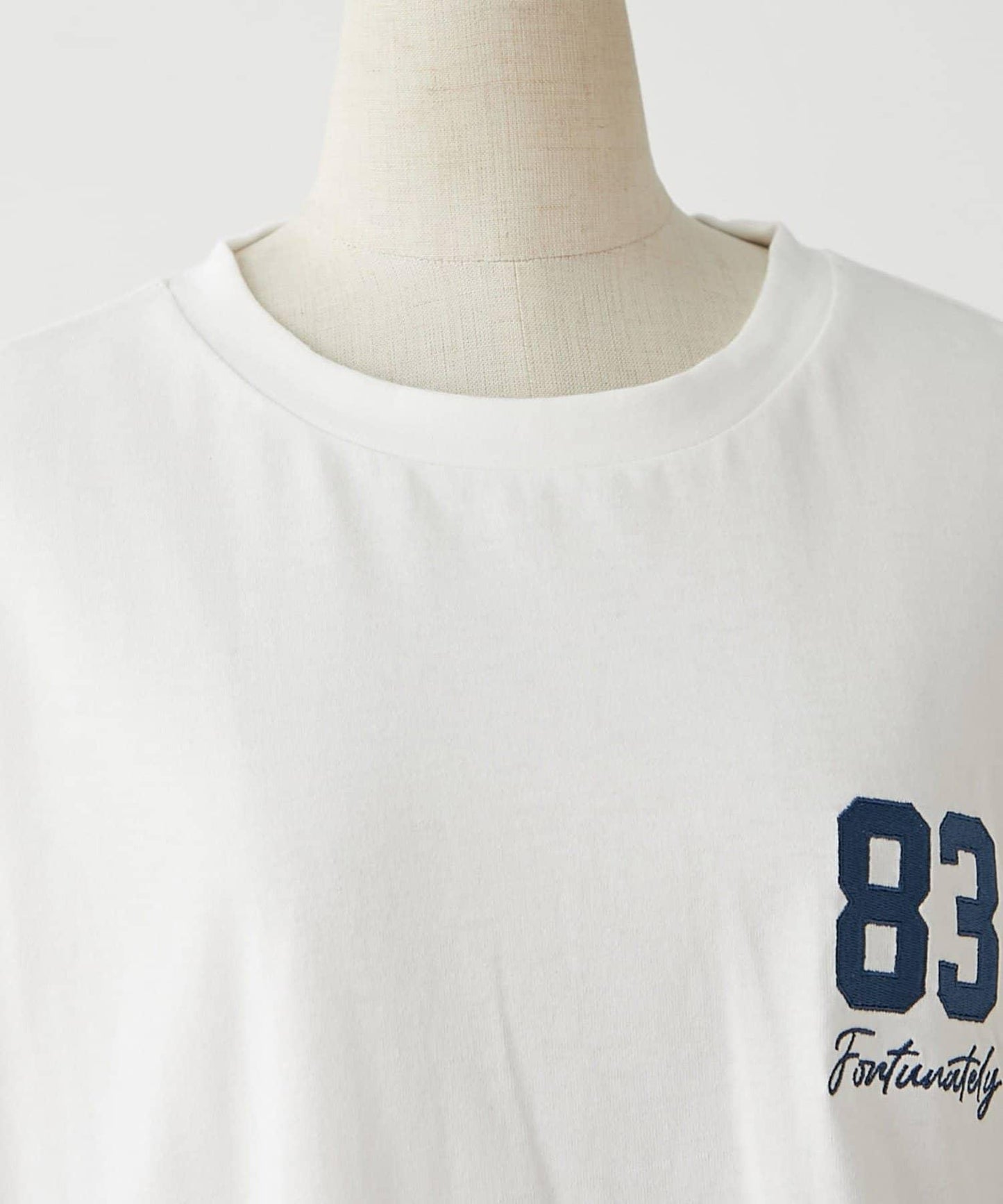 【NUNIFE】袖部條紋數字印花寬鬆T恤